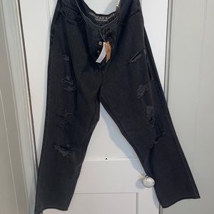 Vintage High Rise Straight Long ripped Jeans